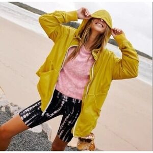 Free People Movement Jacket Womens Small Yellow Hoodie Full Zip Lightweight‎
